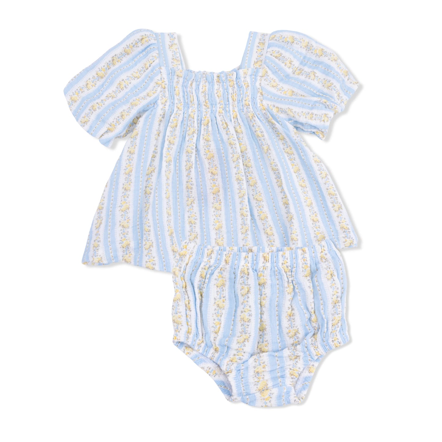 Odalys Floral Stripe | Puff Sleeve Baby Doll Dress and Bloomer