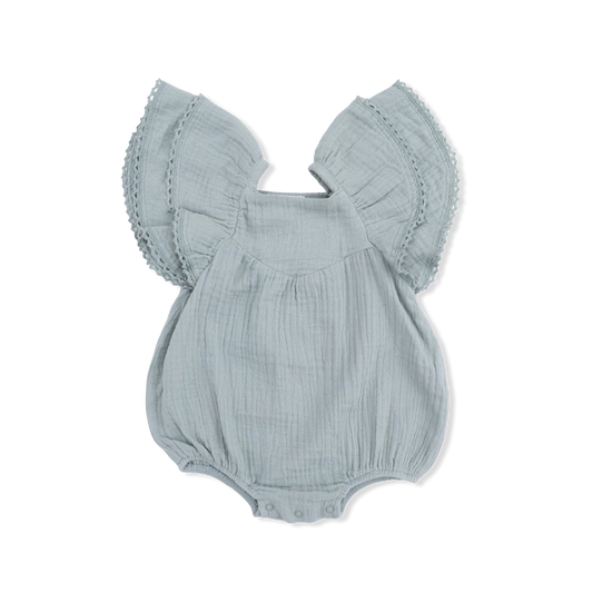 Solid Muslin Jadeite | V-Neck Bubble