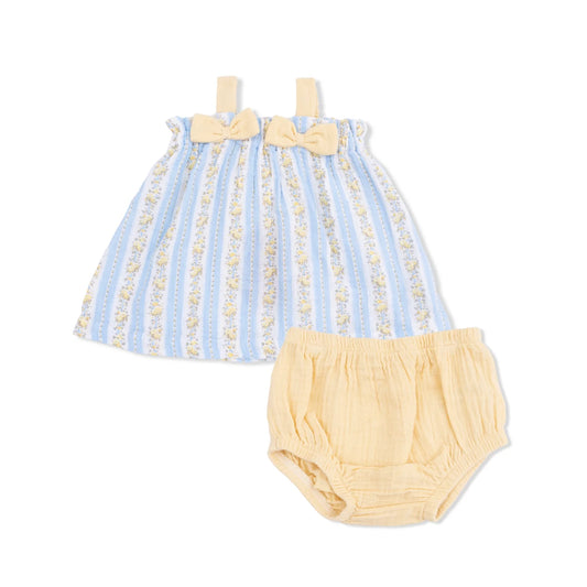Odalys Floral Stripe | Top with Bows and Ruffle Leg Bloomer