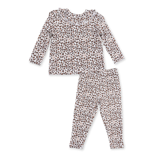 Leopard I Long Sleeve Ruffle Top and Pant
