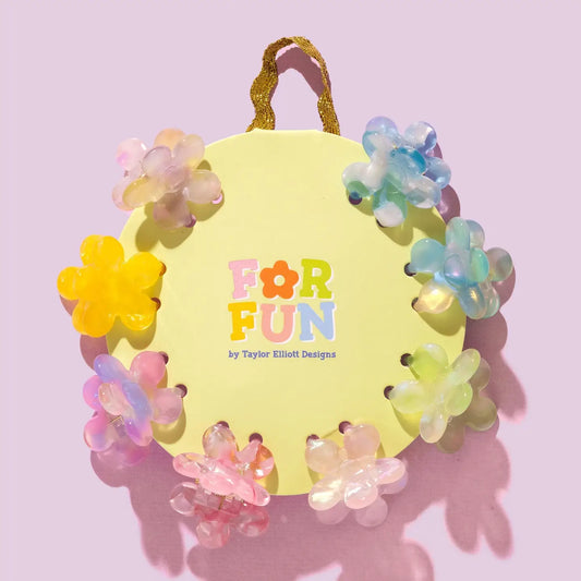 For Fun - Claw Hair Clip Set - Mini - Asst Flowers - 8 Pcs