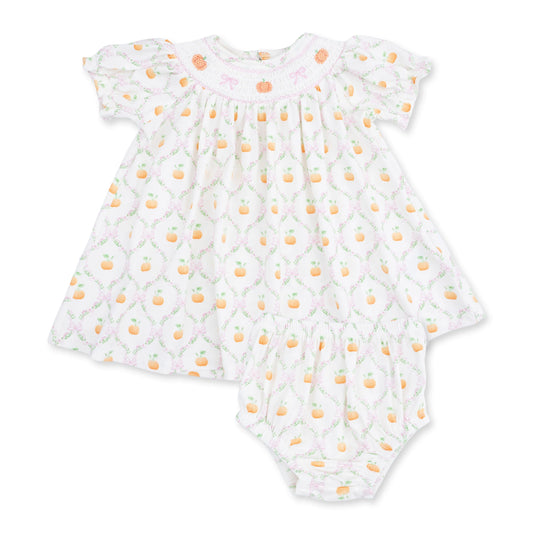 Pretty Pumpkin Trellis | Jane Puff Sleeve Bishop Dress and Bloomer