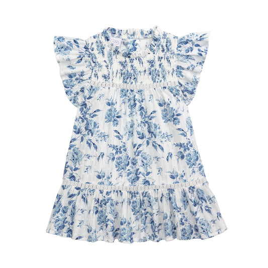 Blue Floral Smocked Dress