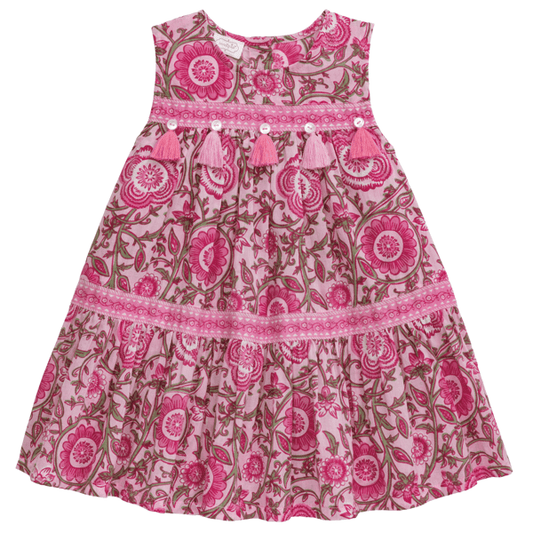 Pink Floral Tier Dress