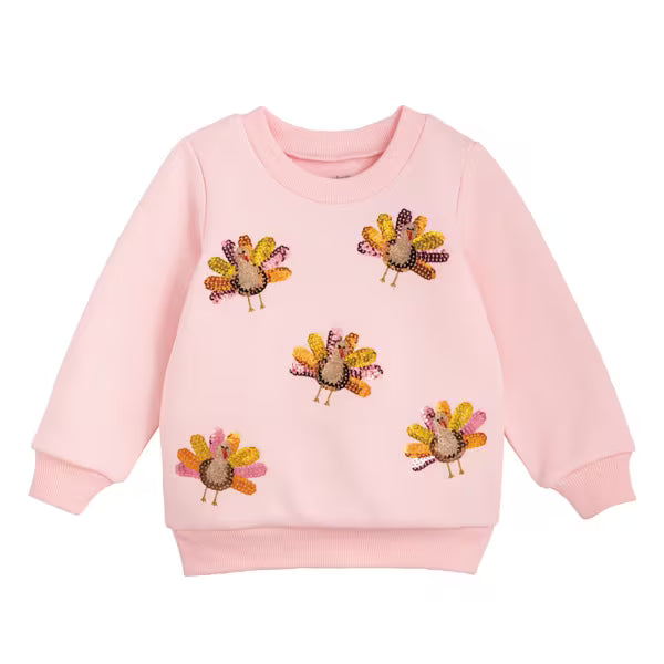 Pink Turkey Sequin Sweatshirt
