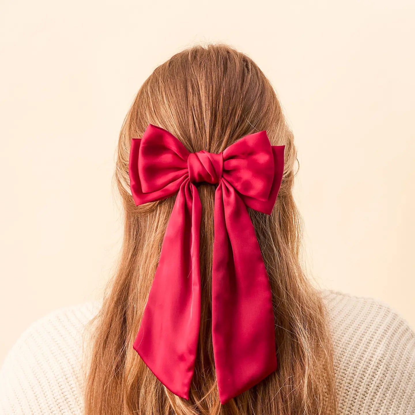 Satin Hair Bow | Dark Red