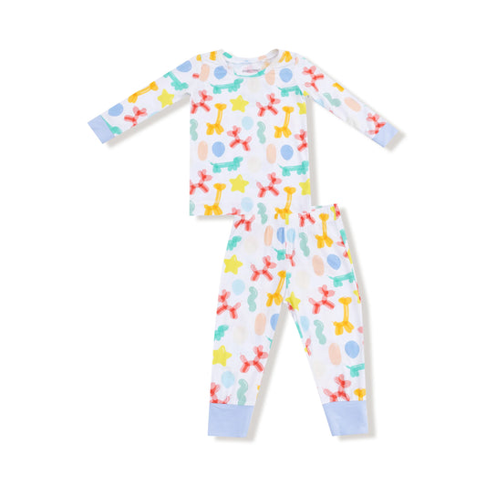 Balloon Animals Blue  Long Sleeve Loungewear Set