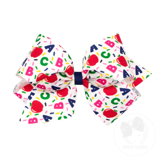 King Confetti School-themed Printed Grosgrain Hair Bow