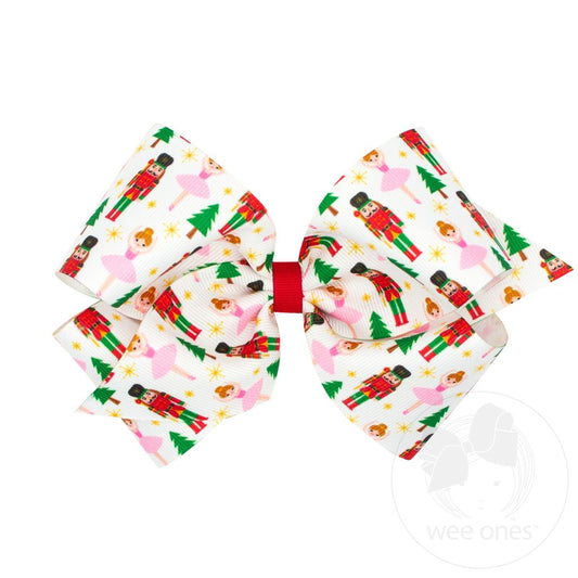 King Holiday-themed Christmas Nutcracker Grosgrain Hair Bow