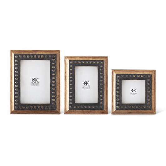 Black Rivet & Wood Photo Frames