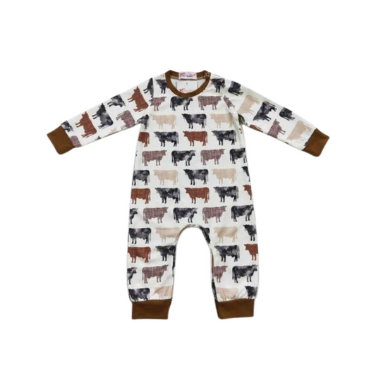 Brown Cow Waffle Boy Romper