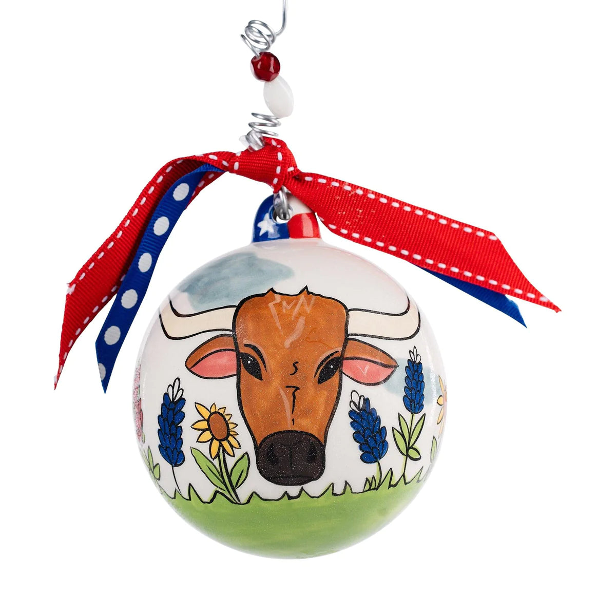 Longhorn God Bless Texas Ornament