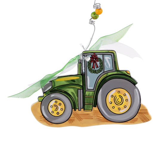 Flat Green Tractor Ornament
