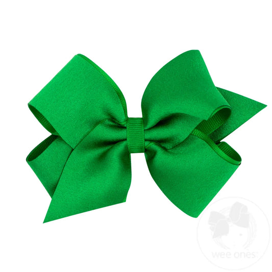 King Crepe Satin with Grosgrain Underlay Hair Bow | Green