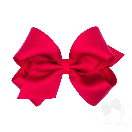 King Crepe Satin with Grosgrain Underlay Hair Bow | Red