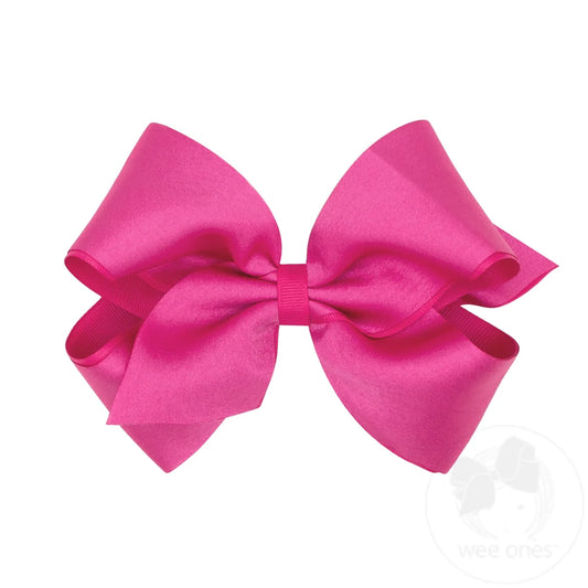 King Crepe Satin with Grosgrain Underlay Hair Bow | Pink