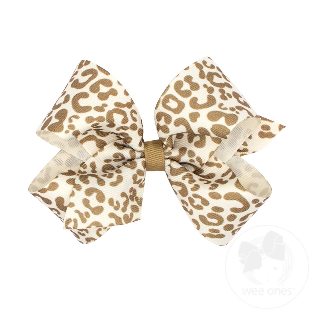 King Leopard Print Grosgrain Hair Bow