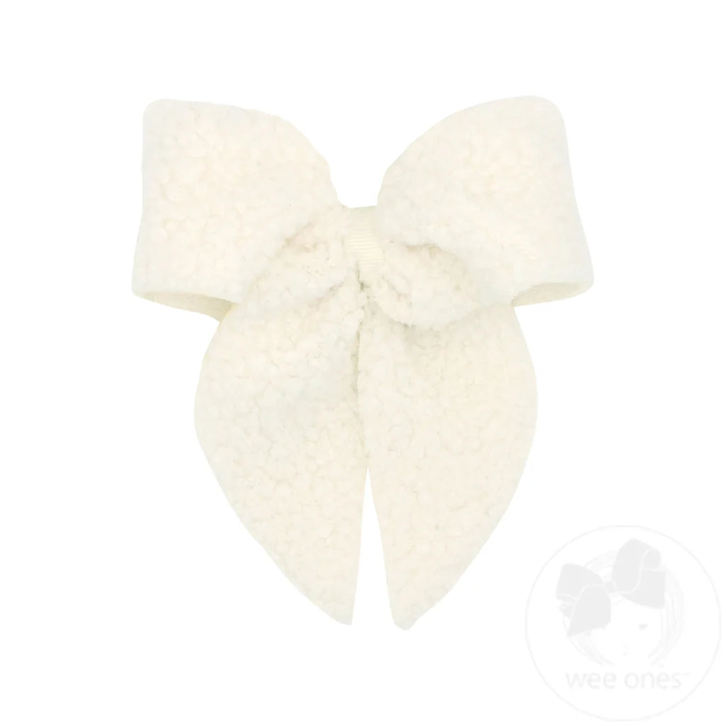 Medium Faux Sherpa Whimsy Tails with Grosgrain Wrap