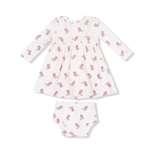Petite Cowgirl Boots  Simple Dress + Bloomer