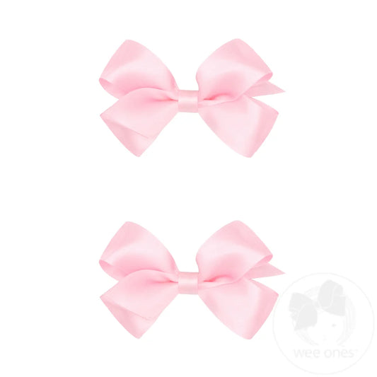 Mini Satin Hair Bow Two Pack | LT Pink