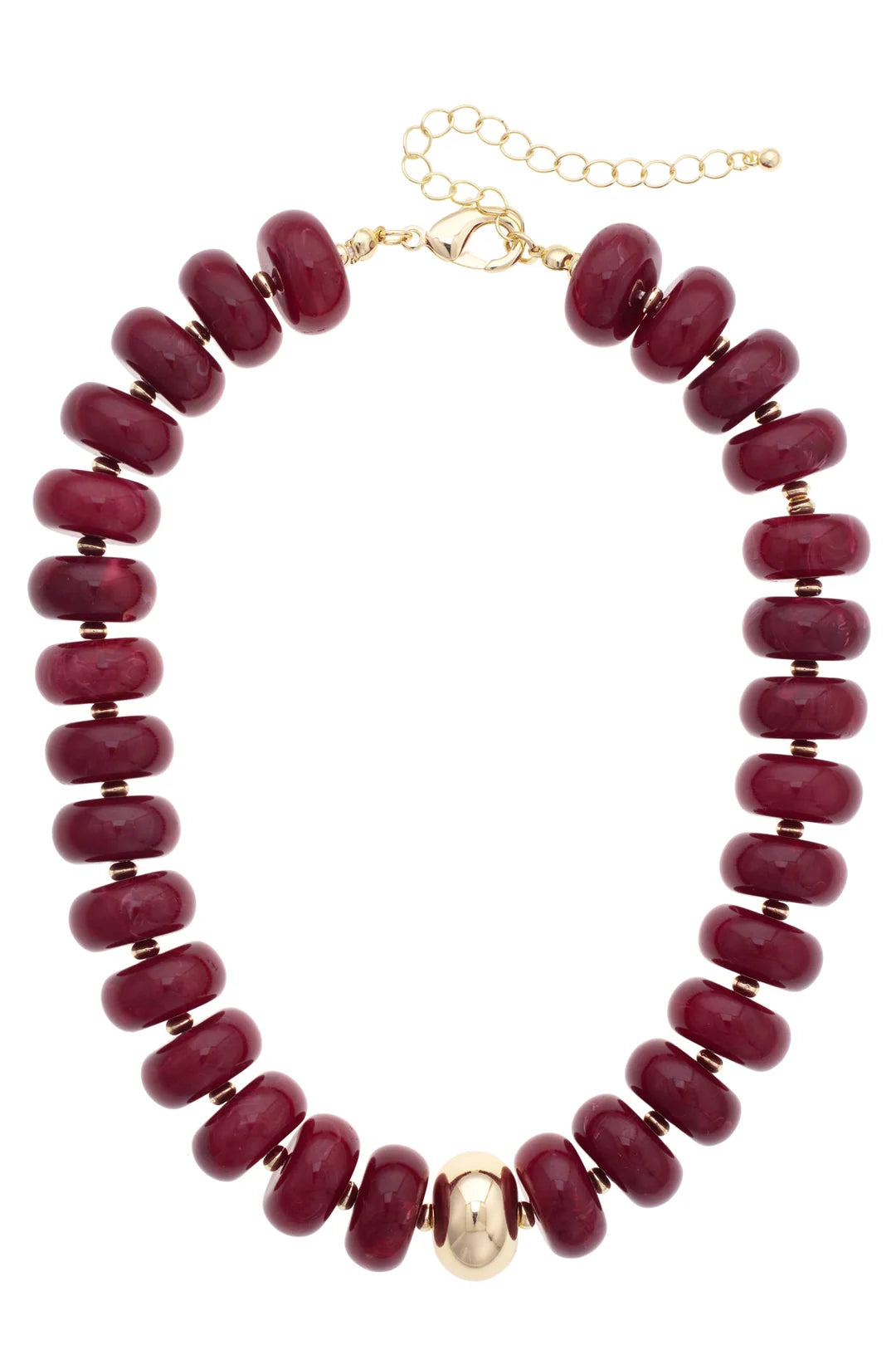 San Sebastian Beaded Resin Necklace in Maroon