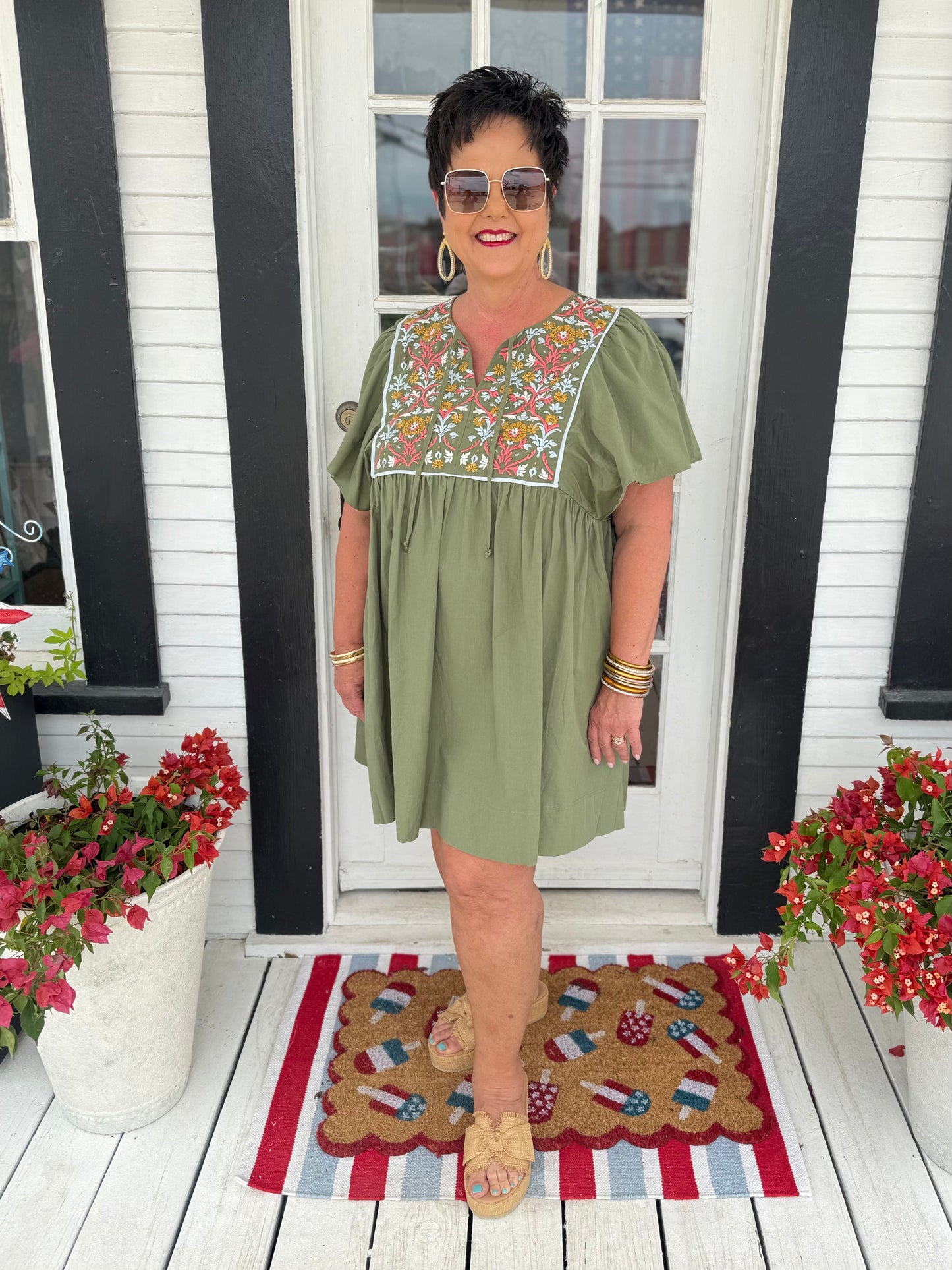Piper Embroidered Dress | Olive