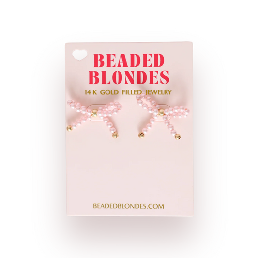 Pink Pearl Bow Earrings