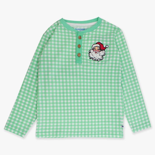 Christmas Knit Long Sleeve Embroidered Henley Tee