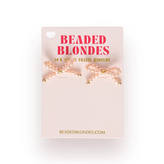 Champagne Pearl Bow Earrings