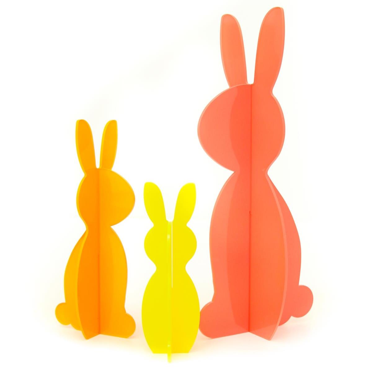 Kailo Chic Acrylic Bunnies Set of 3 | Coral & Yellow