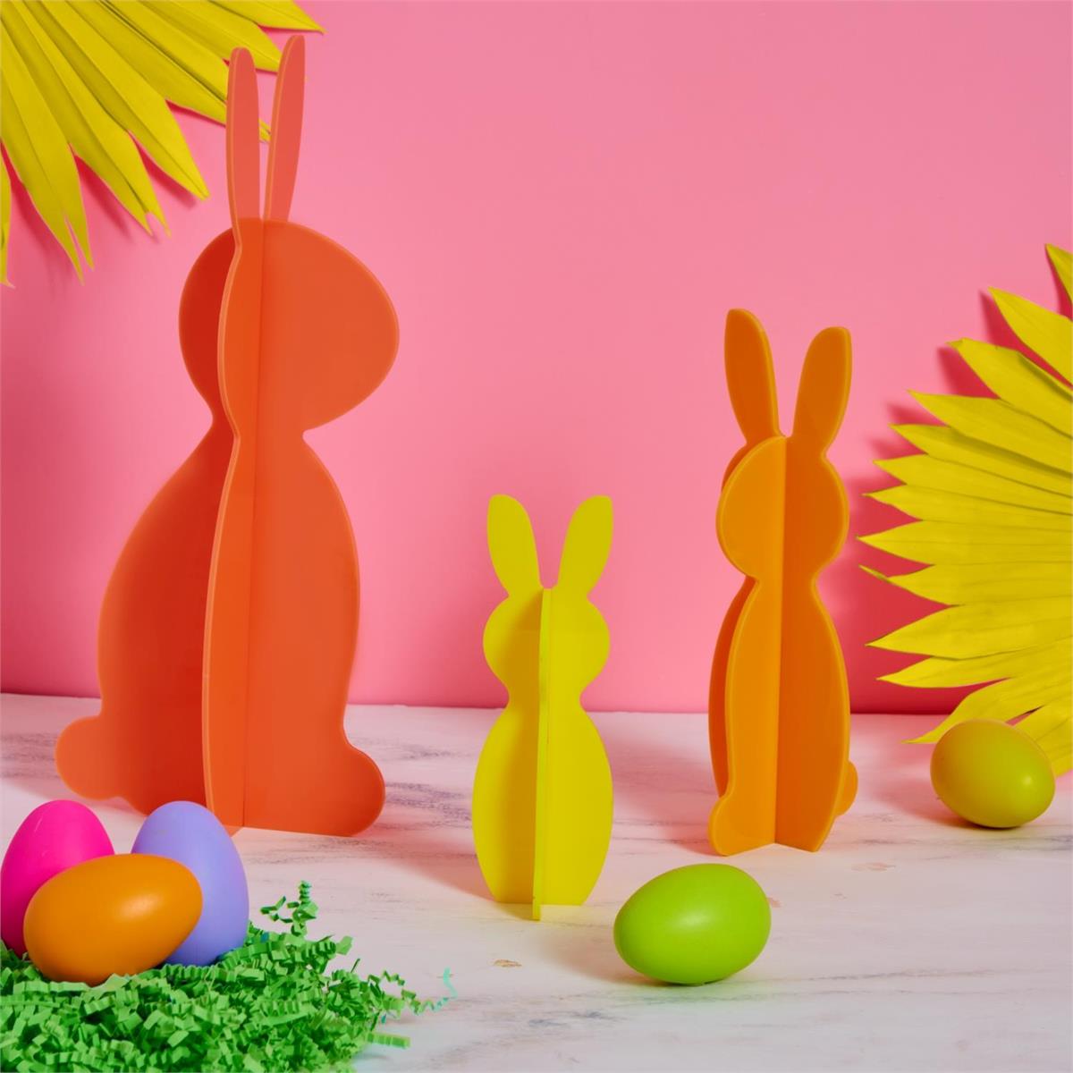 Kailo Chic Acrylic Bunnies Set of 3 | Coral & Yellow