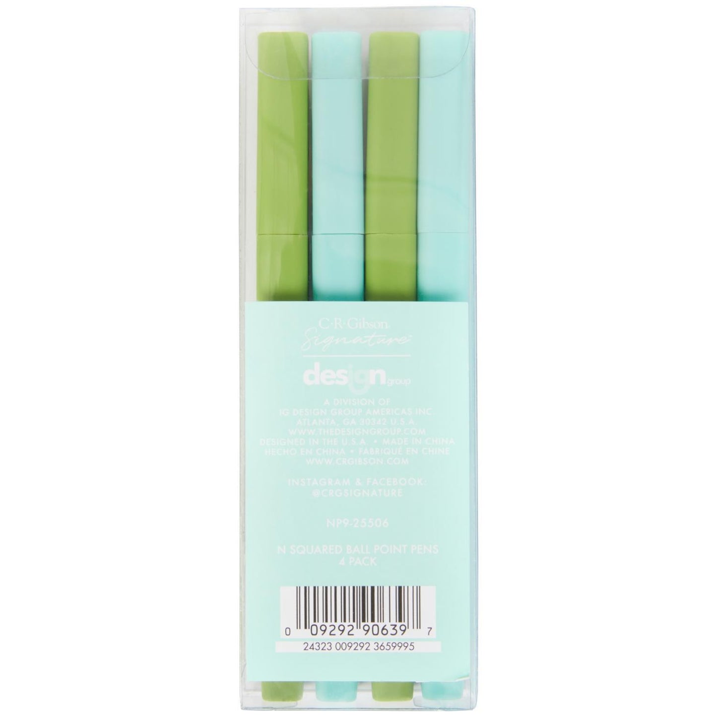 N Squared Ink Pens | Set of 4 Green & Teal