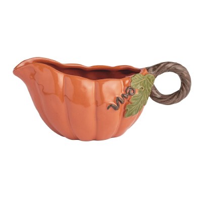 Orange Ceramic Pumpkin Gravy Boat