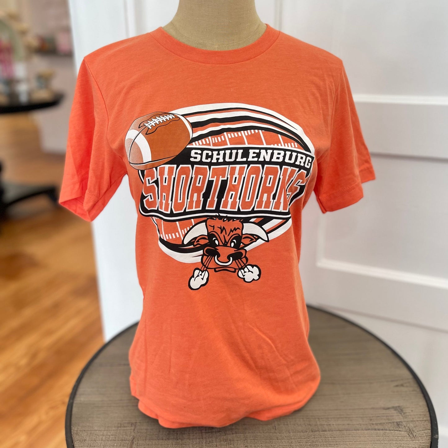 Schulenburg Shorthorns Orange Football Tee