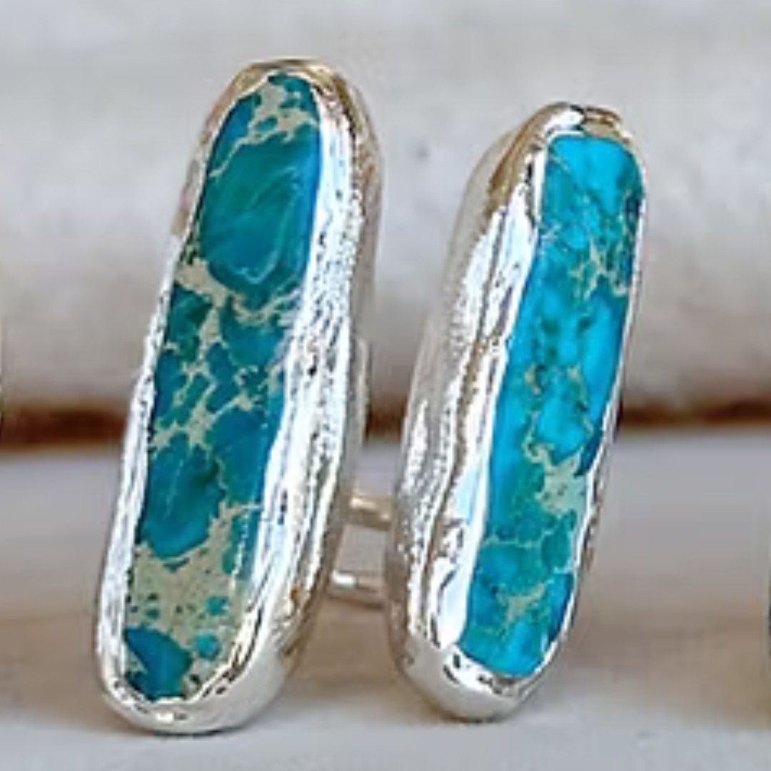 Linear Doubled Ring | Silver/Turquoise