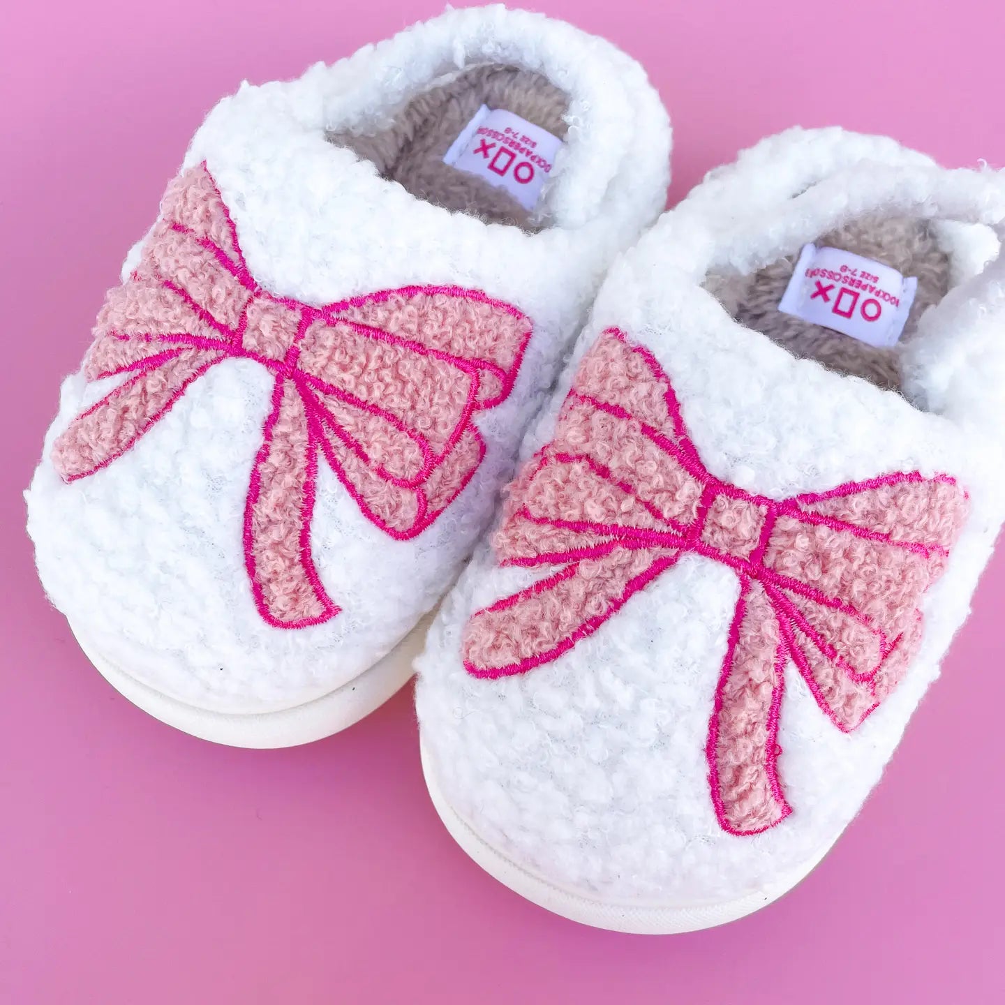 Toddler Pink Bow Slippers