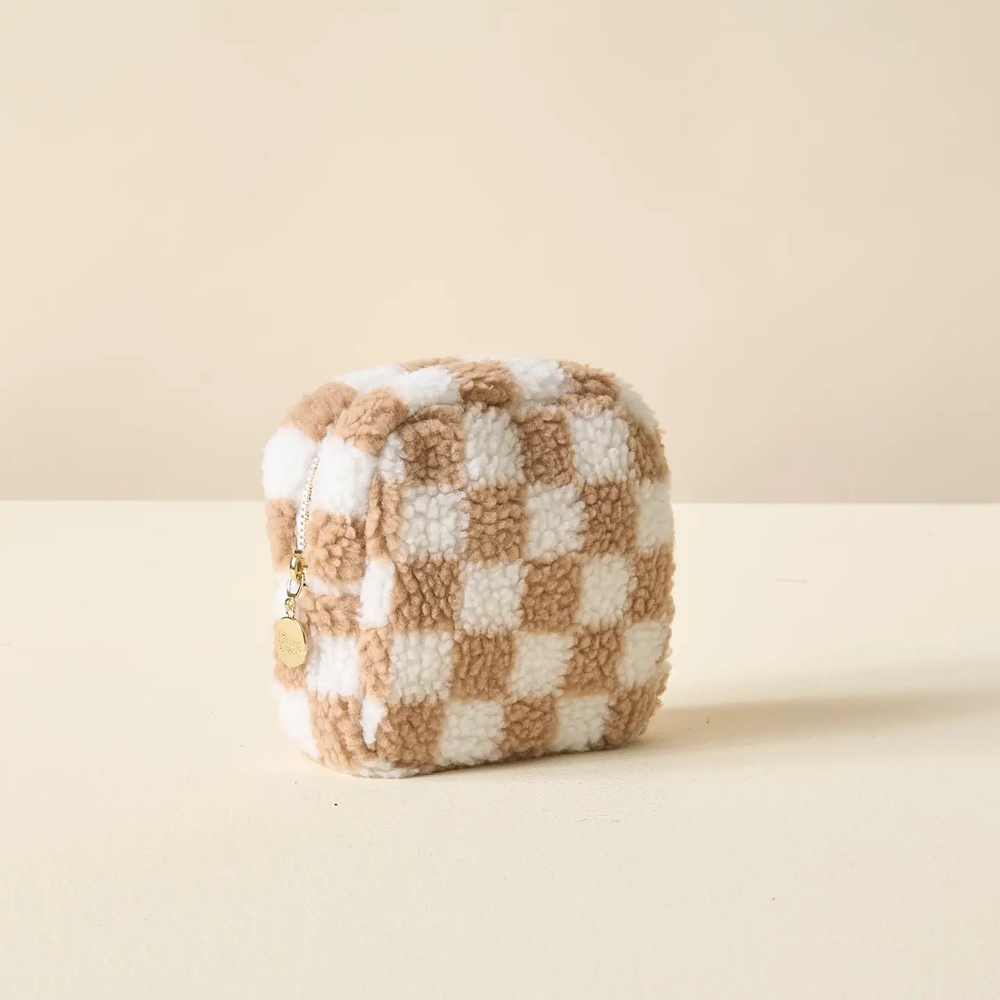 Teddy Pouch | Square Check Tan