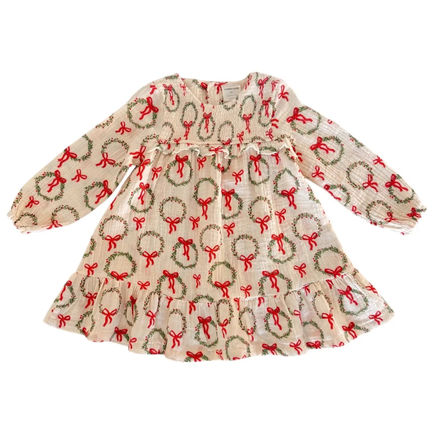 Smocked Ruffle Tiered Dress, Wreath