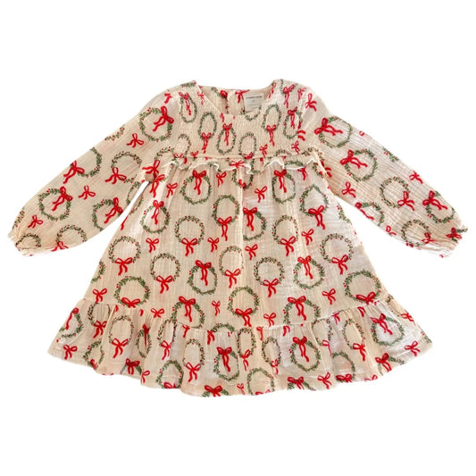 Smocked Ruffle Tiered Dress, Wreath