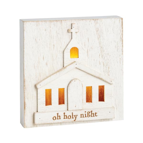 Oh Holy Night LED Wood Church Sitter
