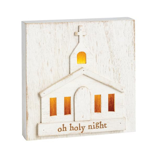 Oh Holy Night LED Wood Church Sitter