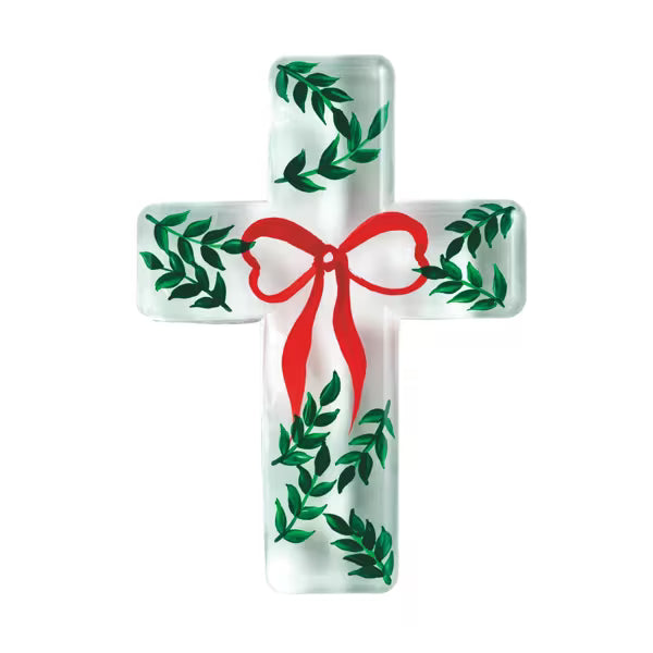 Red Bow Glass Cross
