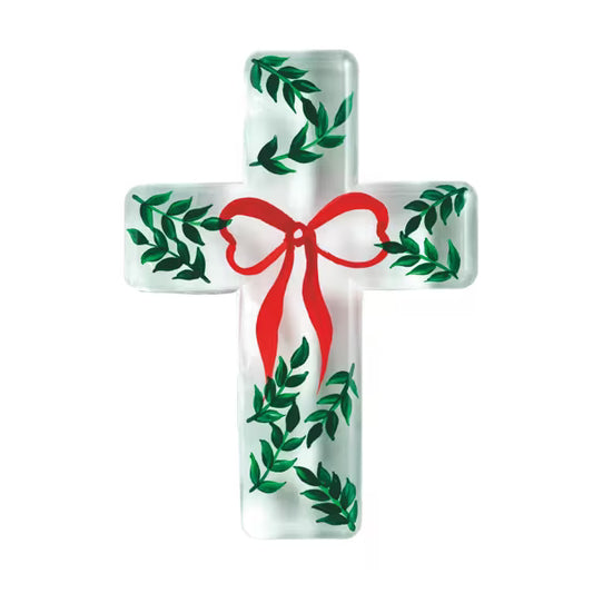 Red Bow Glass Cross