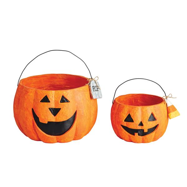 Mache Jack-O-Lantern Treat Buckets