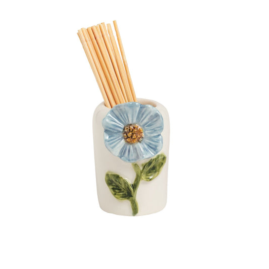 Blue Flower Flower Toothpick Caddy Set
