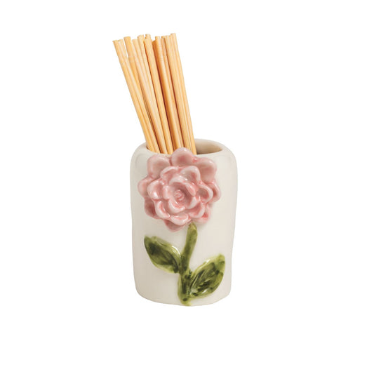 Pink Flower Flower Toothpick Caddy Set