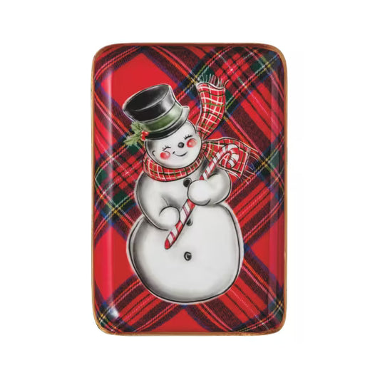 Snowman Tartan Tidbit Tray