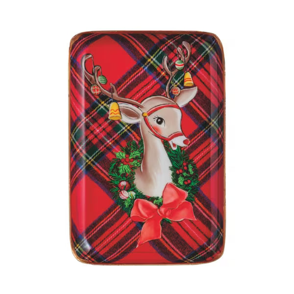 Reindeer Tartan Tidbit Tray