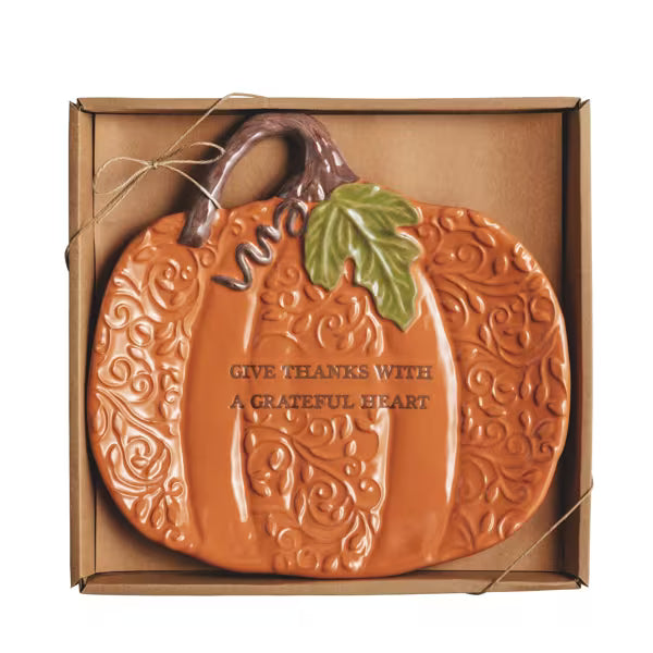 Orange Pumpkin Sentiment Plate