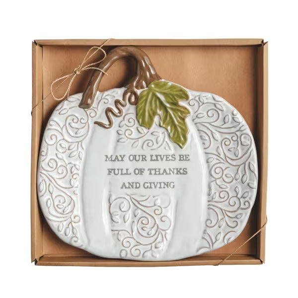 White Pumpkin Sentiment Plate